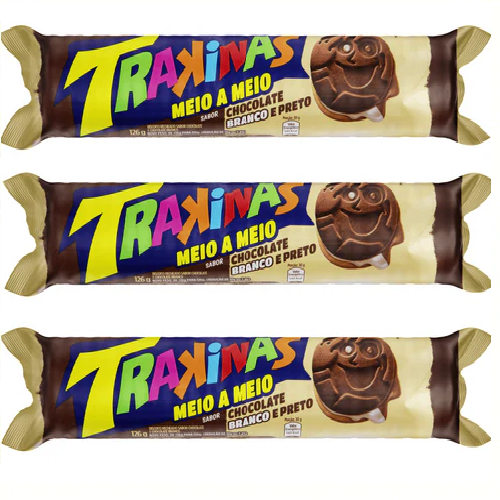 Trakinas Biscoito Recheado Meio a Meio (3x126g)
